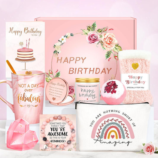 Regine Switzerland Birthday Gift Basket - Unique Pink Gift Box Set for Women | Perfect for Friends, Mom, Sister, and More