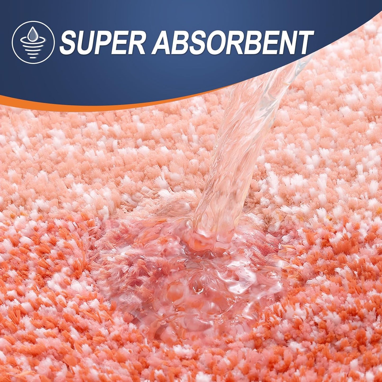 OLANLY Large Bathroom Rugs - Extra Soft Microfiber Mat 44x32 | Quick Dry, Machine Washable, Coral