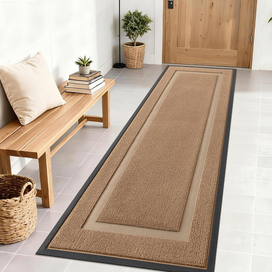 OLANLY Waterproof Front Door Mat - All-Season Indoor/Outdoor Doormat, Sturdy Natural Rubber, 71x23, Light Brown