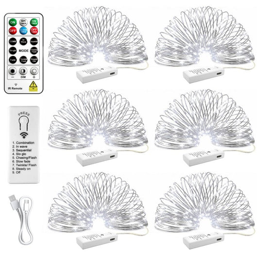 HXWEIYE 6 Pack Rechargeable Fairy Lights Battery Operated with Remote & DIY Timer, 7ft 20LED Mini Twinkle String Light for Mason Jar DIY Wedding Table Centerpieces Party Bedroom Christmas (White)