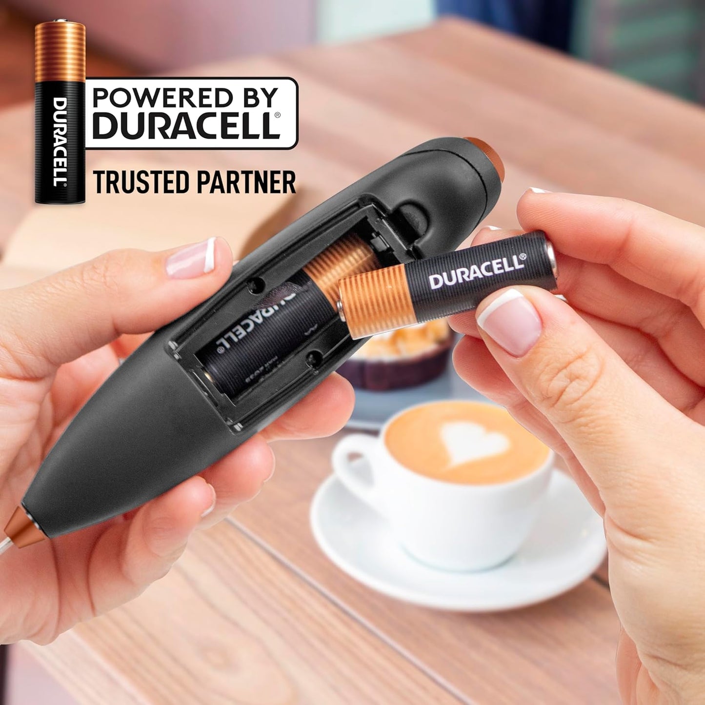 Zulay Kitchen Milk Frother Wand - Ultra-Fast Handheld Electric Whisk for Coffee & Lattes - Black Copper