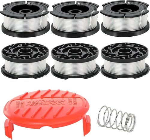 Black and Decker String Trimmer Line - AF-100 Replacement Spool, 30ft 0.065" | 6 Spools, Caps & Springs