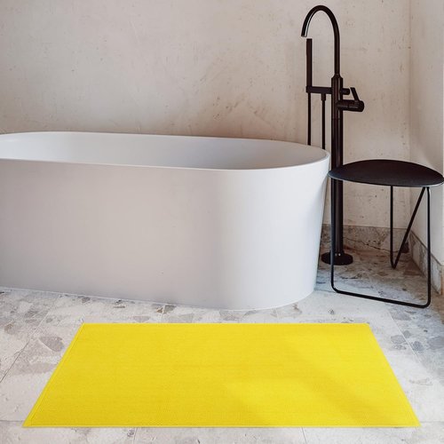 Cotton Paradise Non-Slip Bath Mat - 100% Cotton, Soft & Absorbent, 17x24 Inch, Quick Dry - Yellow