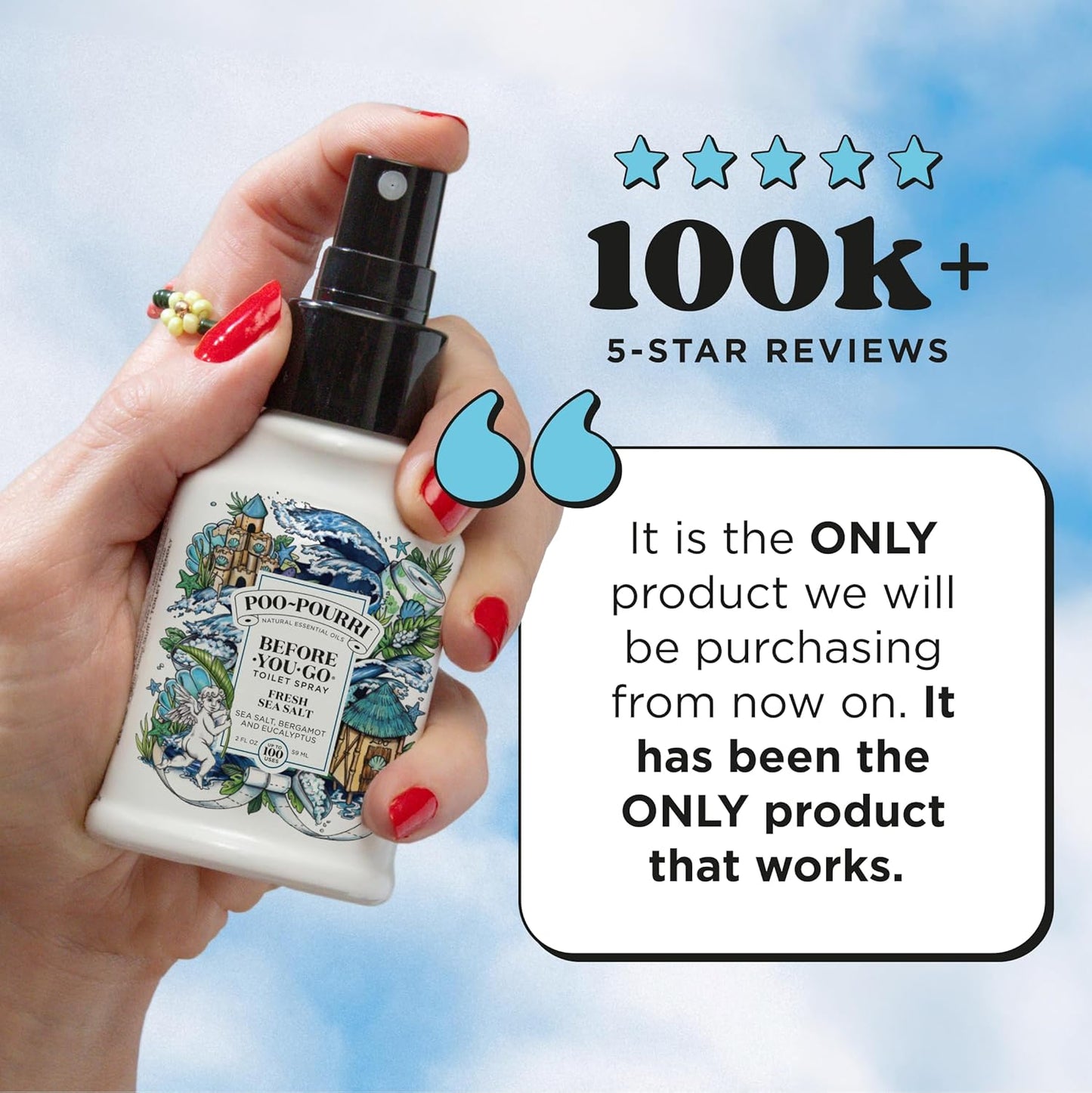 Poo-Pourri Toilet Spray - Fresh Sea Salt Deodorizer | 2 Fl Oz, Up to 100 Uses, TSA Approved