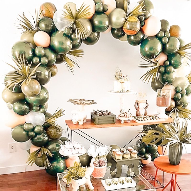 PartyWoo Metallic Green Balloons 50pcs 12 Inch Metallic Sage Olive Green Boho Neutral Balloons for Graduation Wedding Engagement Baby Shower Woodland Jungle Birthday Party Decorations Green-G126