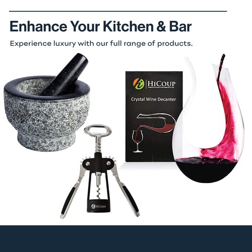 Hicoup Wine Opener - Professional Corkscrews for Wine Bottles w/Foil Cutter and Cap Remover - Manual Wine Key for Servers, Waiters, Bartenders and Home Use - Stainless Steel With Rosewood