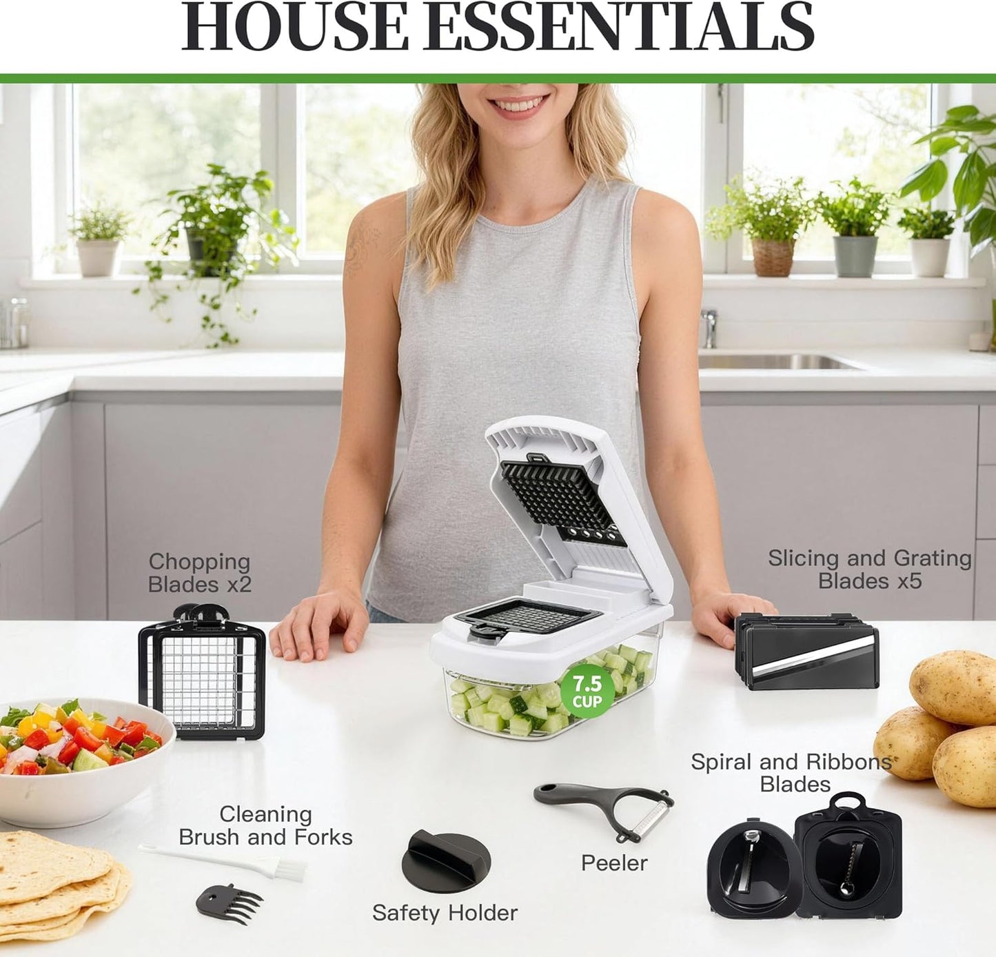Skiennix 18-in-1 Vegetable Chopper - Versatile Mandoline Slicer with Container & Multiple Functions