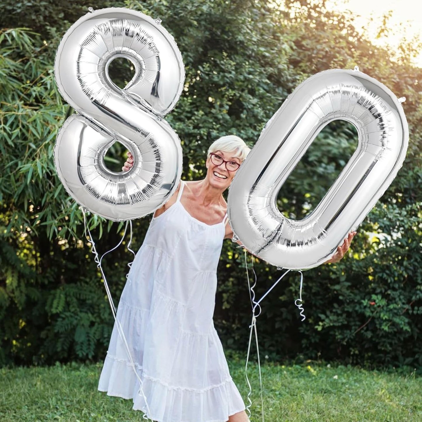 Number Balloons | Giant Silver 80 Balloon - 40 Inch for 80th Birthday & Anniversary Celebrations