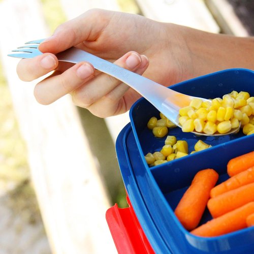 5-Piece Stainless Steel Spork Utensil Set - Durable 8-Inch Camping Cutlery with Bottle Opener & Carrying Case