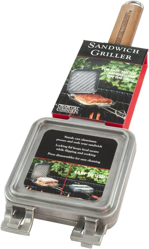 Cast Aluminum Grilled Cheese Maker - Charcoal Companion CC3135 for Perfect Sandwiches