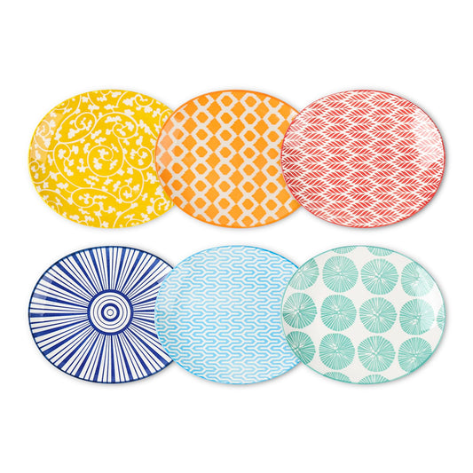 Selamica Small Dinner Plates, Oval Dessert Plates Ceramic, 6 Inch Small Plates for Appetizer, Cake, Snacks, Microwave Dishwasher Safe, Set of 6, Assorted Colors