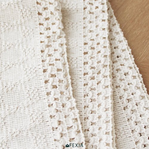 Fexia Table Runner with Tassels Boho Macrame 72 Inches Long Cream Rustic Table Runner for Home Farmhouse Bohemian Dining Bedroom Decor Baby Bridal Shower(12x72 Inches)