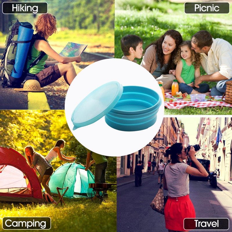 ME.FAN Silicone Collapsible Bowls - Silicone Folding Travel Bowl with Lids - Expandable Food Storage Containers Set - Portable, [27oz]