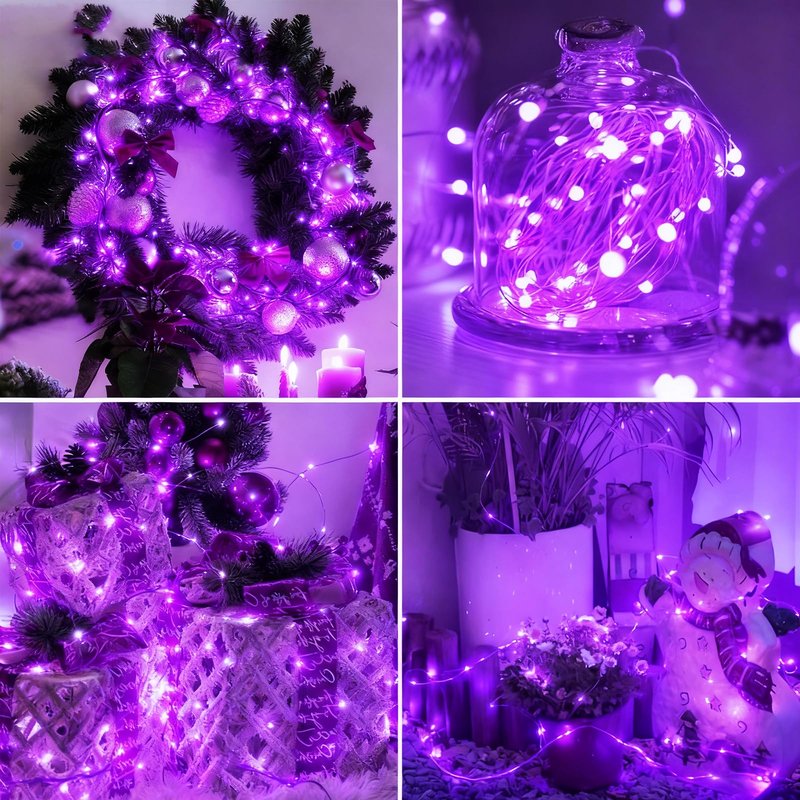 Fairdeer 6 Pack Fairy Lights Battery Operated - 7ft 20 Led Twinkle Lights 3 Modes, Bulk Mini String Lights Waterproof for Halloween Holiday Mason Jars Vases DIY Decoration Christmas-Purple