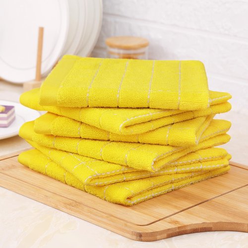 Homaxy 100% Cotton Terry Kitchen Dish Cloths, Ultra Soft and Absorbent Dish Towels for Kitchen, Perfect for Drying and Washing Dishes, 8 Pack, 12 x 12 Inches, Yellow