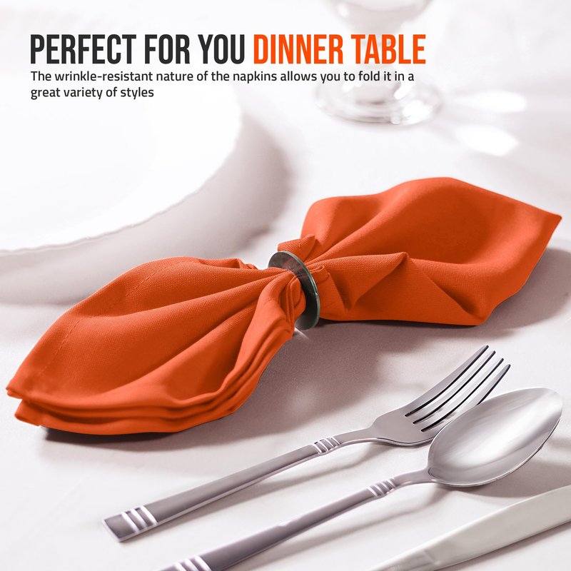 Utopia Home Orange Cloth Napkins (12 Pack, 20x20 Inches), Thanksgiving Ideal Fall Dinner Napkins for Halloween, Thanksgiving, Party, Wedding and Lunch/Dinner