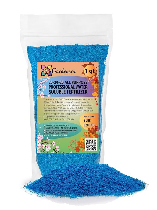 GARDENERA Premium 20-20-20 All-Purpose Water-Soluble Fertilizer - Boosts Plant Growth & Leaf Color - 1 Quart