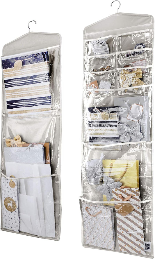 Skiennix Large Double-Sided Gift Bag Organizer - Tissue Paper Holder in Grey
