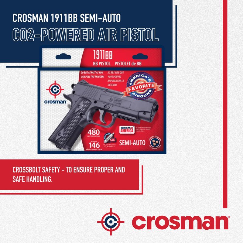Crosman 1911BB 40001 Semi-Auto CO2-Powered BB Air Pistol
