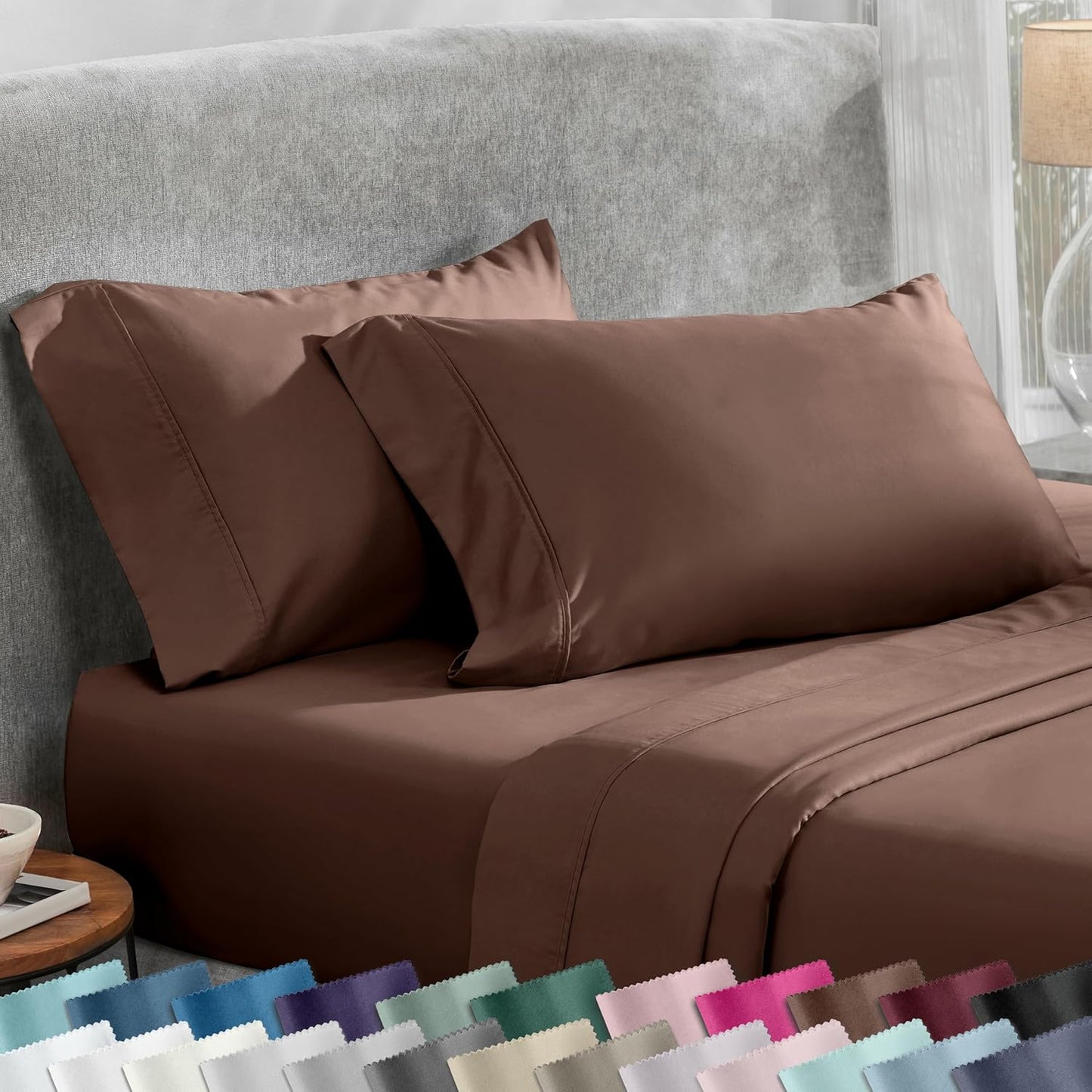 California Design Den Cotton King Pillowcase Set - 400 Thread Count, Soft & Breathable Espresso Brown | Set of 2