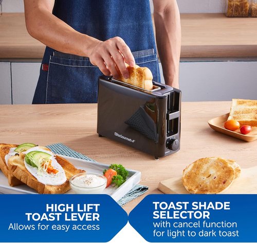 Elite Gourmet Cool Touch Single Slice Toaster - 6 Toasting Levels & Wide Slot for Bagels, Black