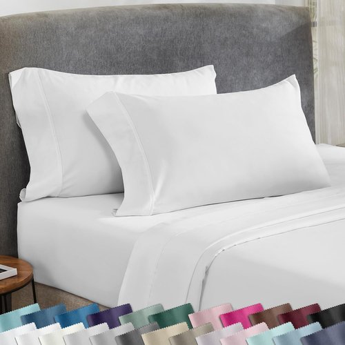 California Design Den King Size Pillowcase Set - 400 Thread Count, 100% Cotton Sateen, Soft & Breathable - Antique White