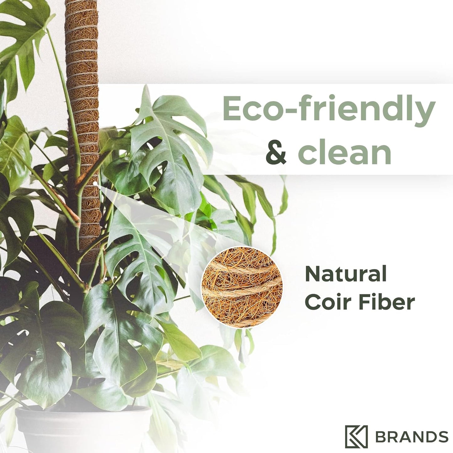 K-Brands 48'' Bendable Moss Pole - Durable Coconut Palm Fiber Plant Support for Monstera - Brown