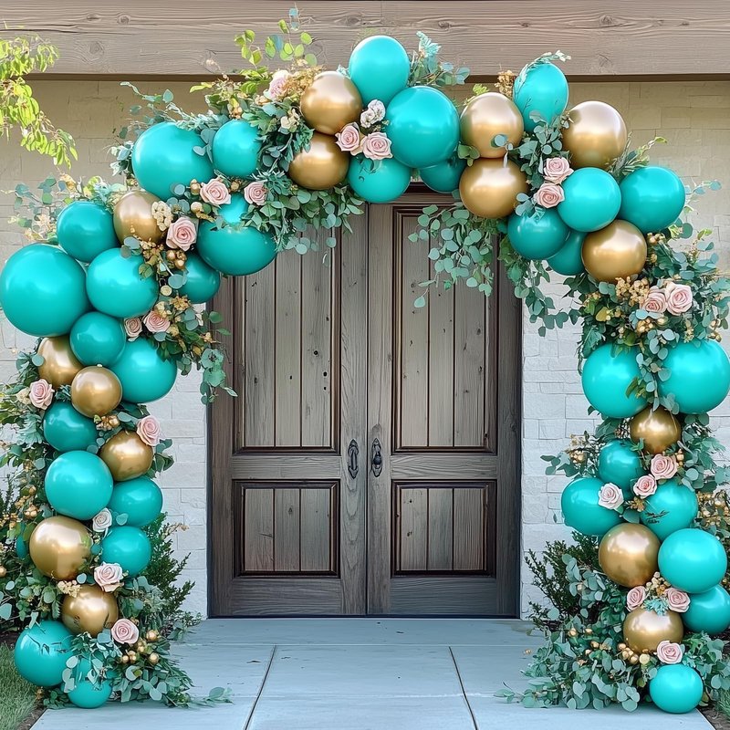 RUBFAC Teal Blue Balloons 129pcs Different Sizes 18 12 10 5 Inch, Latex Turquoise Balloon Garland Arch for Birthday Party Decoration Wedding Engagements Anniversary Baby Shower Party Supplies