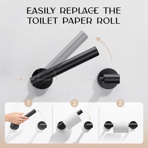 Day Moon™ Toilet Paper Holder - Modern Wall-Mounted Roll Holder - Classic Black Finish - 1 Pack