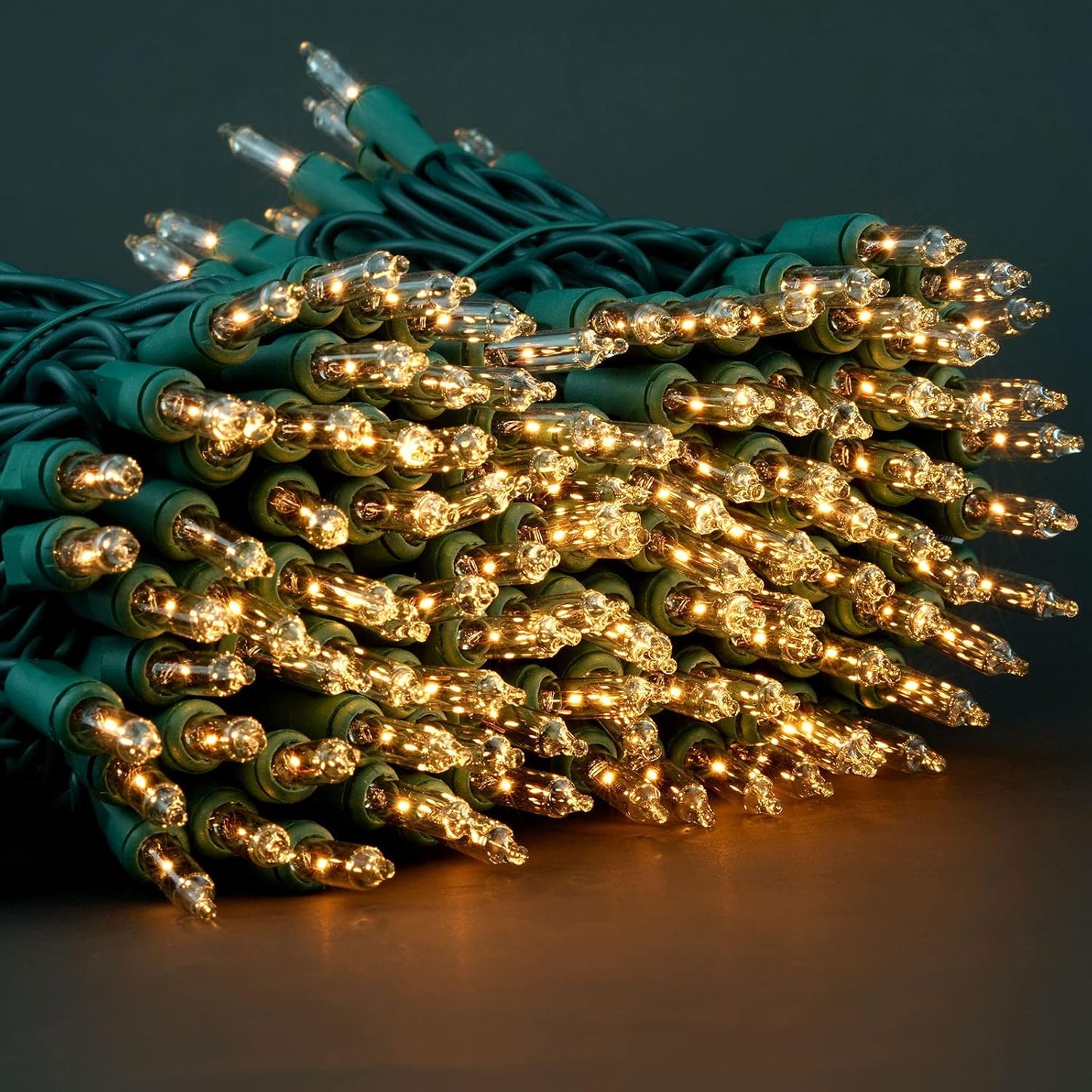 YULETIME 200 Clear Christmas Lights - UL Certified Mini String Lights, 21 ft, 2 Strands with Green Wire