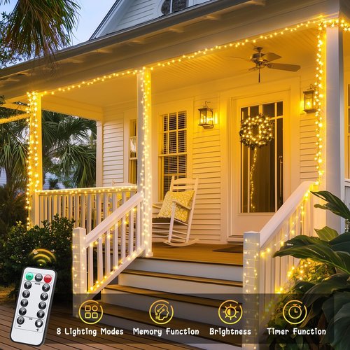 JMEXSUSS Battery Operated String Lights - 66ft 200 LED Warm White Fairy Lights with Remote | Indoor/Outdoor Decor