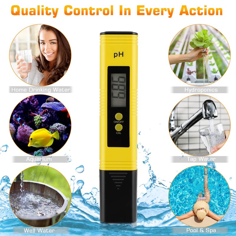 PH Meter for Water Hydroponics Digital PH Tester Pen 0.01 High Accuracy Pocket Size with 0-14 PH Measurement Range for Household Drinking, Pool and Aquarium (pH Meter 4PCS)