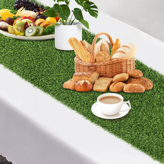 Kesfey Artificial Grass Table Runner 14 x 48 Inch Washable Synthetic Grass Table Runners Durable Trimmable Grass Rug Roll Tabletop Decorations Faux Grass Table Runner for Tea Golf Party Decorations
