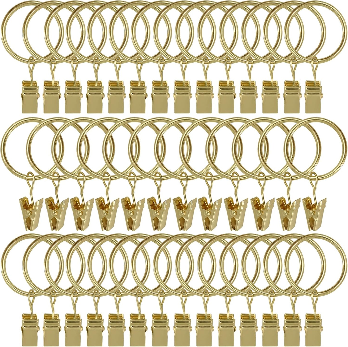 Skiennix Curtain Rings - 40 Pack Drapery Clips with 1.26" Interior Diameter - Gold Finish