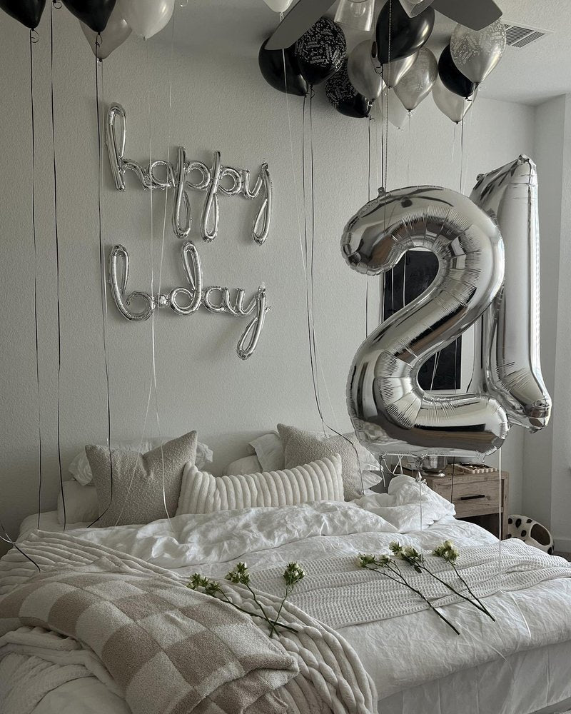 Silver 2 Balloon, Number Balloons 40 Inch, 2nd Balloon Number Birthday Decorations, Two Second Birthday Party Supplies, Number 2 Balloon