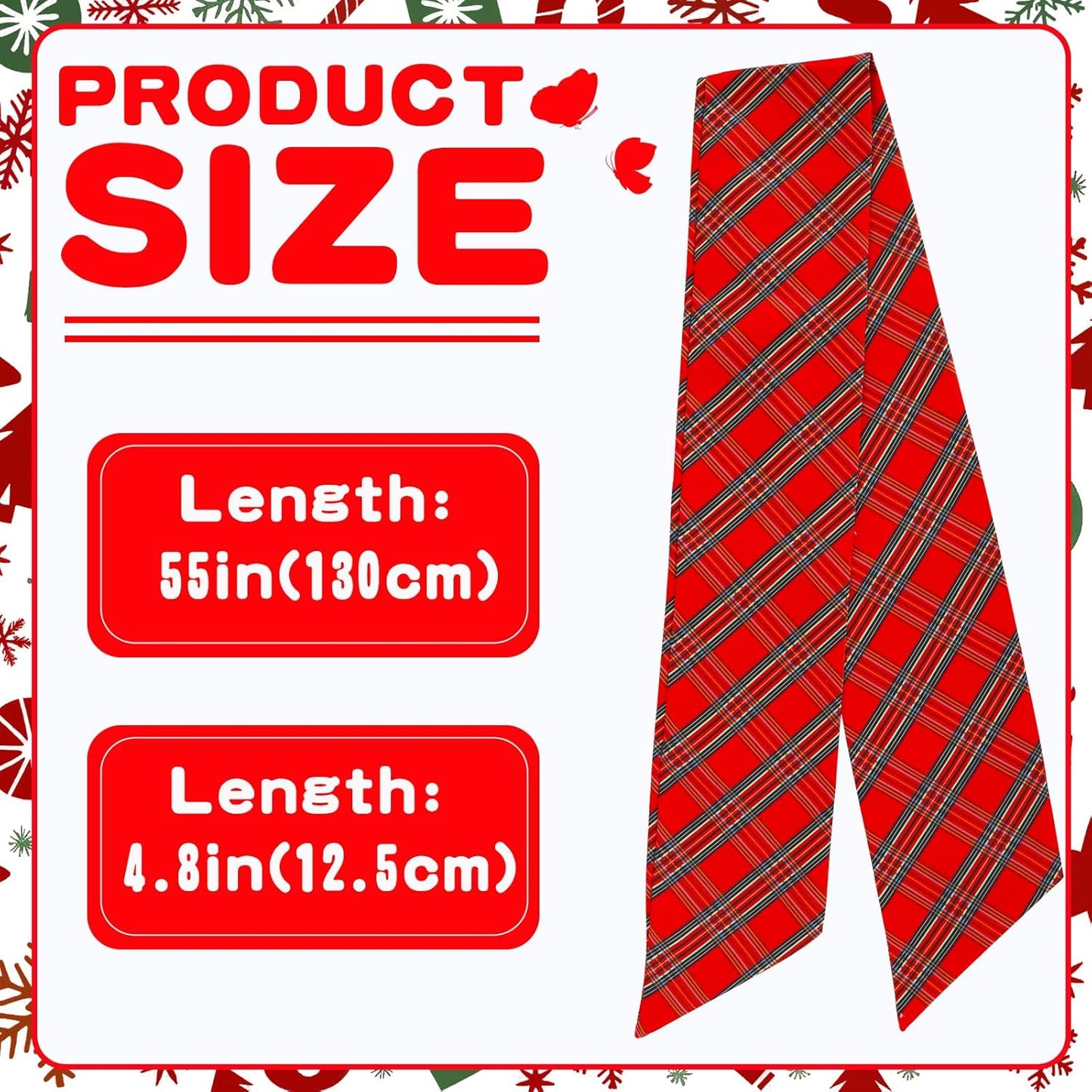 TONIFUL Wreath Sash - Red and Green Check Plaid | 4.5" x 56" Indoor/Outdoor Christmas Decor