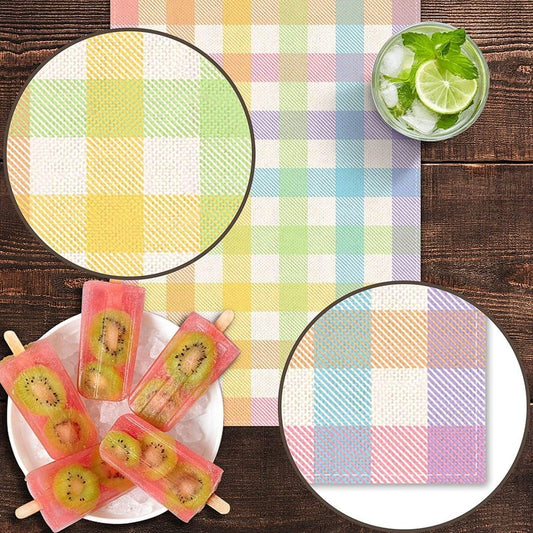 Pudodo Easter Buffalo Plaid Check Table Runner Spring Holiday Farmhouse Fireplace Kitchen Dining Room Home Party Decoration (13" x 108")