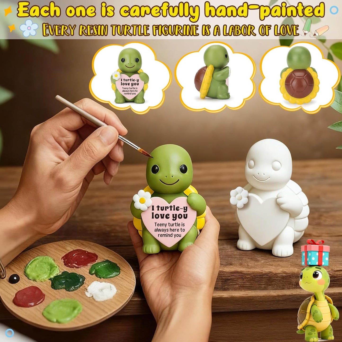 4THFARMES Mini Resin Turtle Figurine - Cute Gift for Couples | Perfect for Anniversary & Birthday Decor