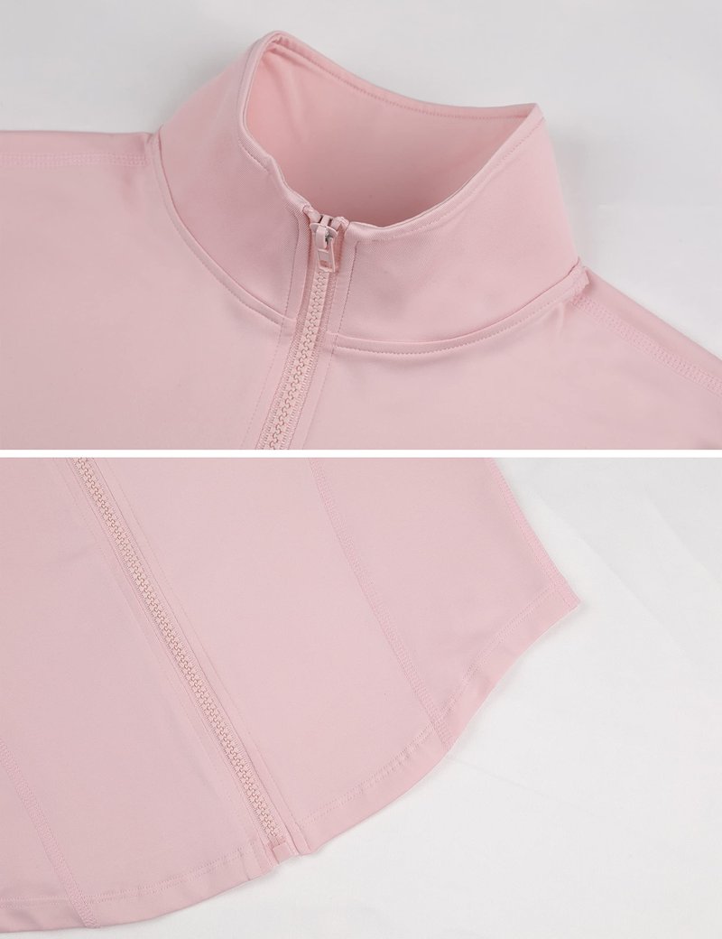 Lviefent Womens Lightweight Full Zip Running Track Jacket Workout Slim Fit Yoga Sportwear with Thumb Holes (Pink-S)