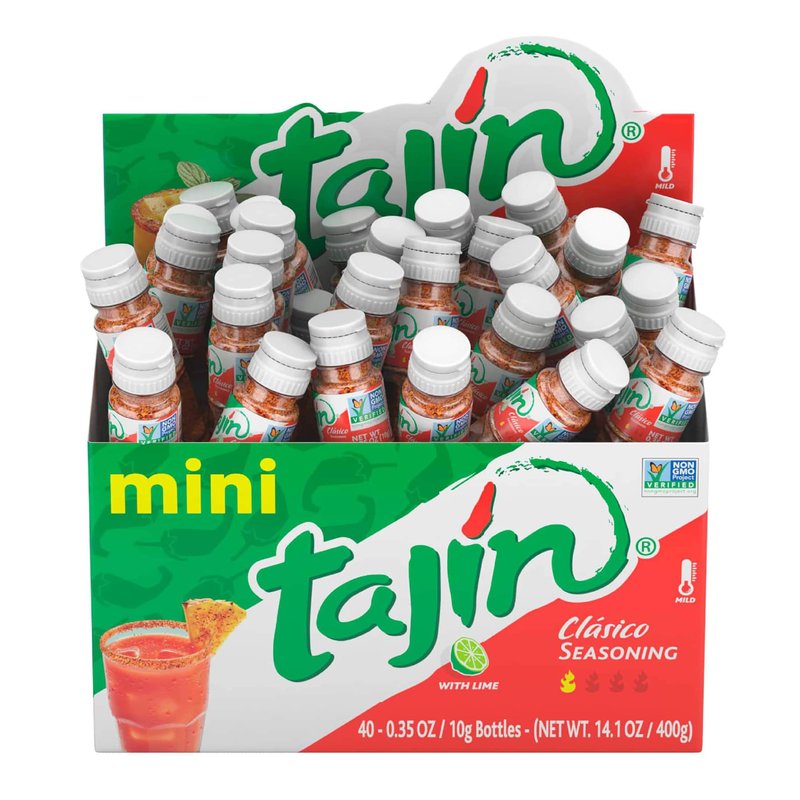Tajin Clásico Seasoning, Mini Display Pack of 40 Portable Bottles, Authentic Mexican Chili Lime Spice Blend for Fruit, Snacks, Tacos, and Cocktails, Zesty Flavor Enhancer, 0.35 oz (Pack of 1)