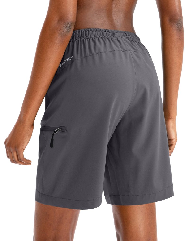 SANTINY Women's 5''/ 7''/9'' Hiking Cargo Shorts Quick Dry Lightweight Summer Shorts for Women Athletic Golf Zipper Pockets(Dark Grey_S)