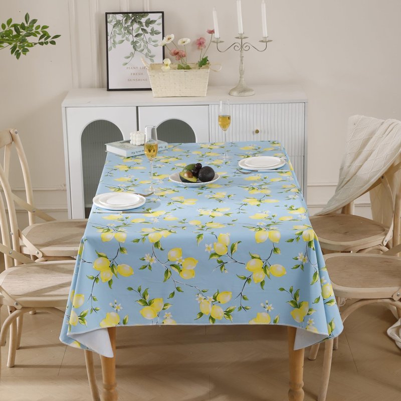 Walrus Heavy Duty Vinyl Tablecloth with Flannel Backing Waterproof Oil-Proof Plastic Table Cloth Stain-Resistant Wipeable Rectangle or Square Table Cover for Indoor and Outdoor (Lemon, 60x84 Inch)