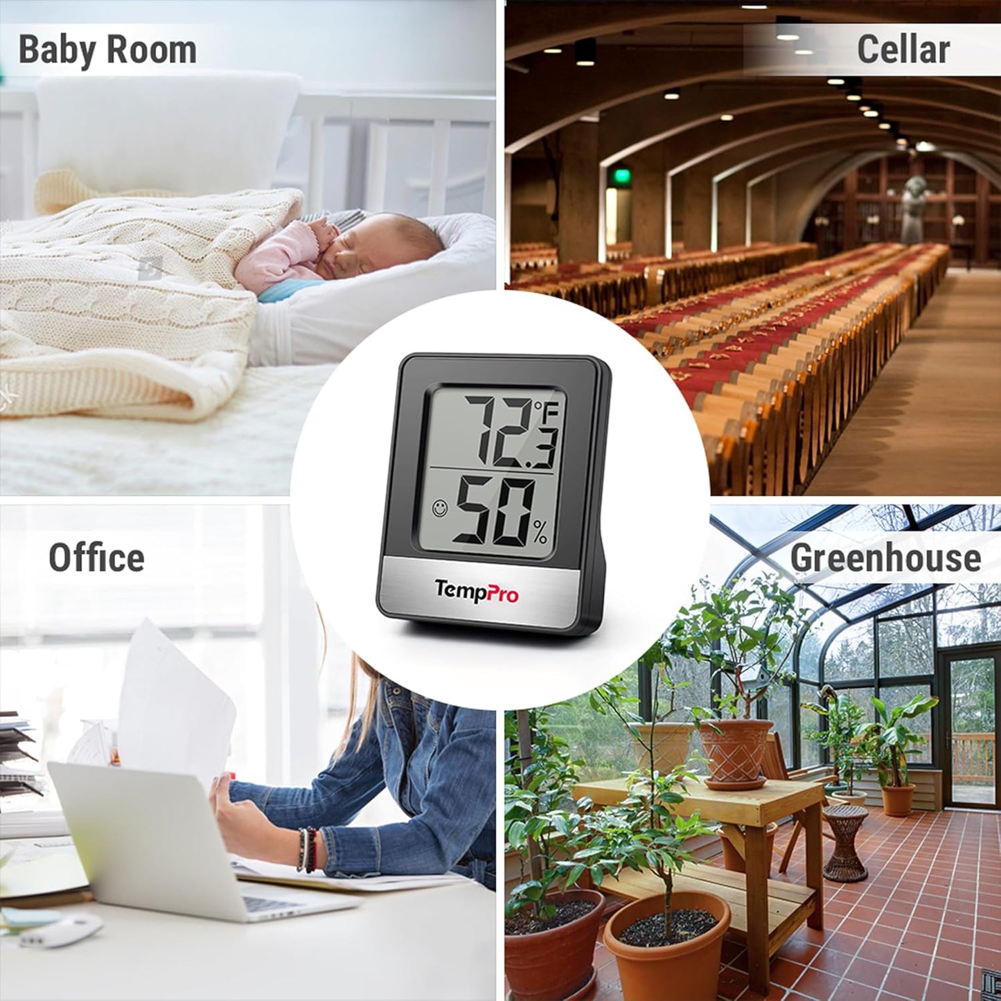 TempPro TP49 Digital Hygrometer - Accurate Indoor Thermometer & Humidity Monitor | Compact Design