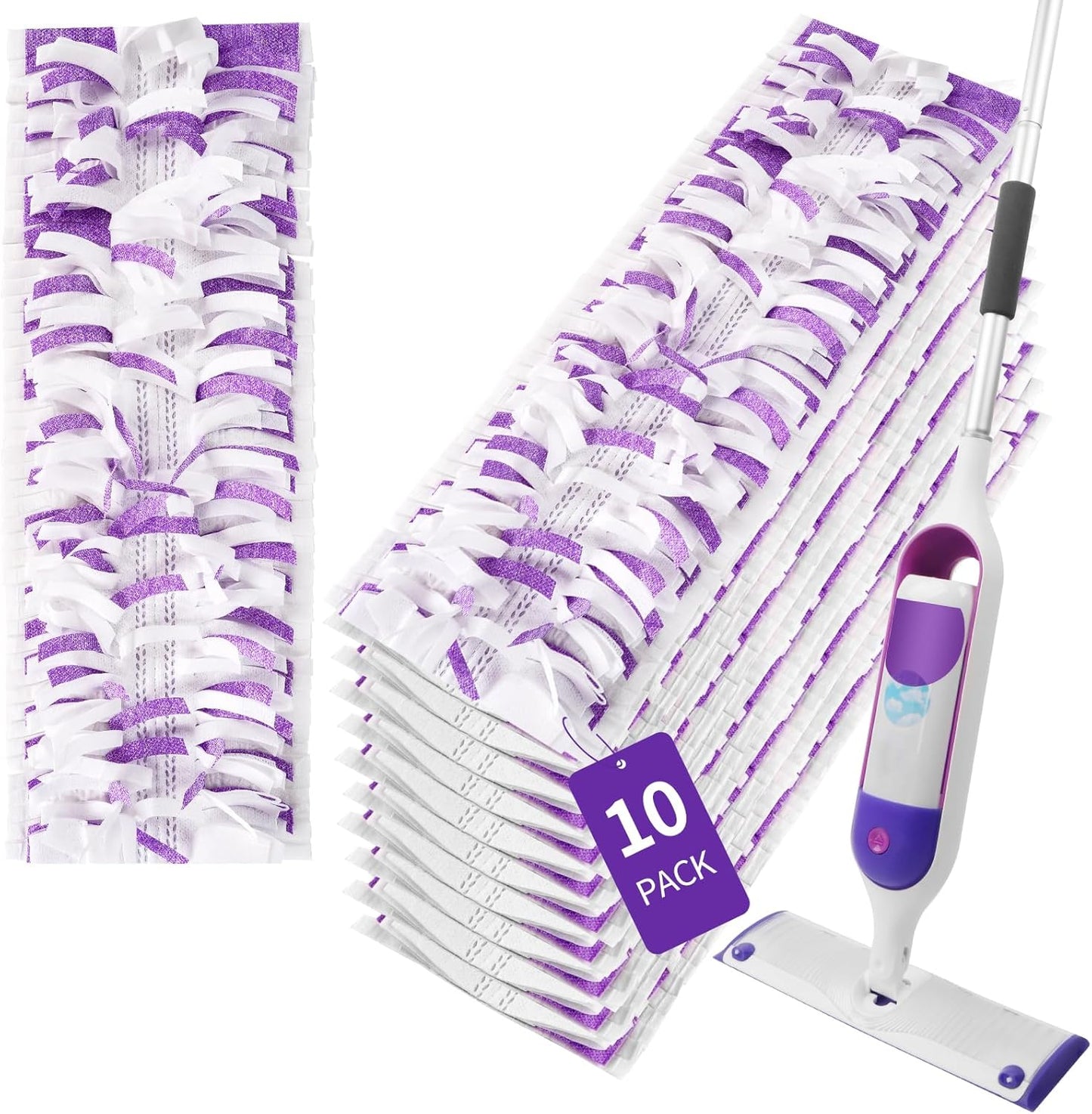 Skiennix Disposable Power Mop Pads - 10 Pack Compatible with Swiffer | Unscented Floor Cleaning Refills