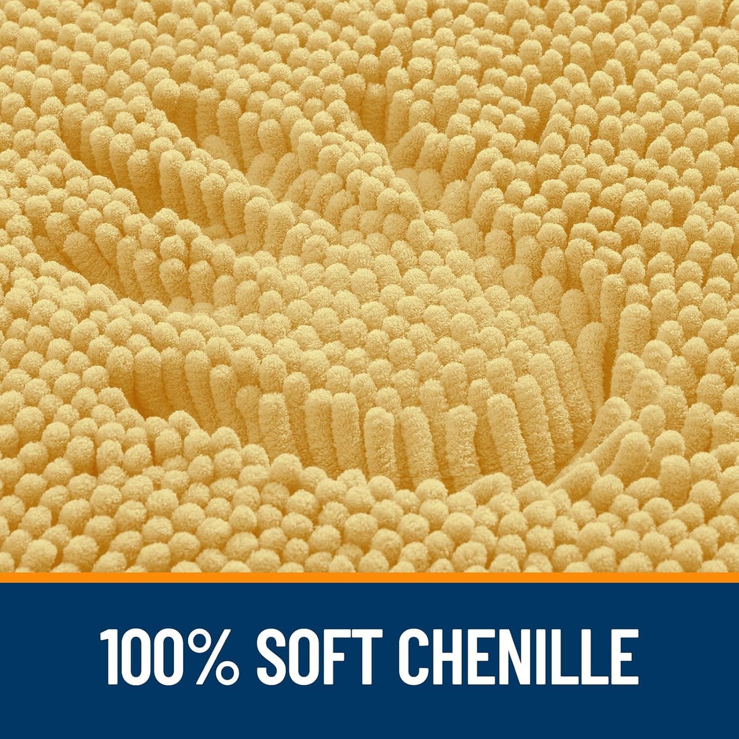 OLANLY Large Bathroom Rugs - Extra Soft Chenille Bath Mats | Quick Dry, Machine Washable, 70x46, Yellow