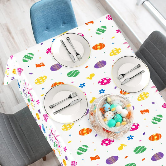QZYL 12 Pack Easter Tablecloths Rectangular, 54" x 108" Disposable Easter Tablecloth Easter Decorations, Plastic Eggs Bunny Spring Tablecloth, Easter Table Cloth for Picnic Party Decorations Supplies