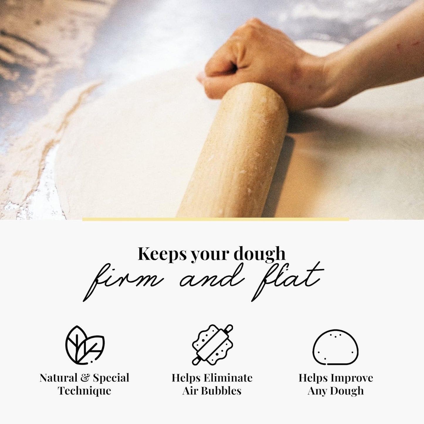 Tuuli Kitchen Professional Wooden Rolling Pin - Revolving Center, 17.3 x 2.2 Inches