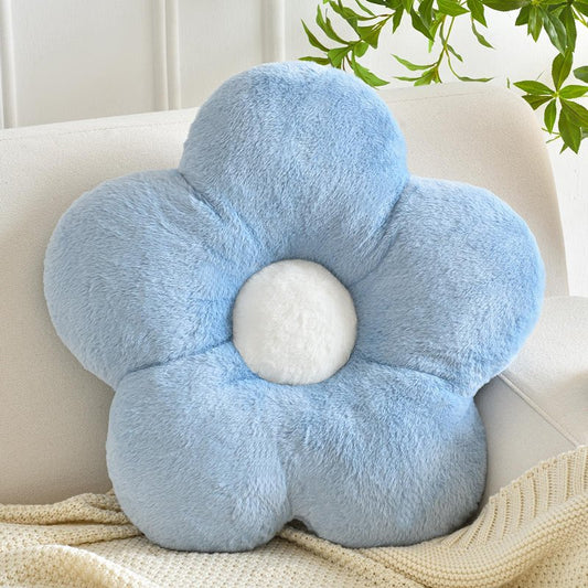 ZCNYCLAM Flower Pillows, Soft Decorative Throw Pillows for Couch Chair Bed, Flower Floor Throw Pillows for Adults Bedroom Living Room (Grey Blue, 19.6 Inches)
