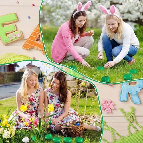 Hiboom 42 Pcs Fillable Easter Eggs Assortment Plastic Easter Surprise Eggs 40 Pcs Colored 1 Golden 1 White Egg Fillable Toys for Egg Hunt Party Favors(Green)