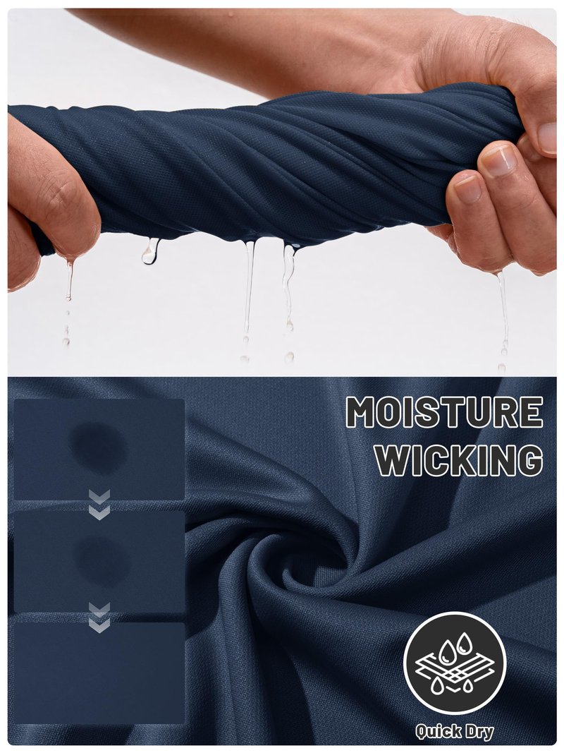 TACVASEN Polo Shirts for Men Short Sleeve Dry Fit Breathable UPF 50+ Performance Collared Shirt Summer Work Athletic Navy,L